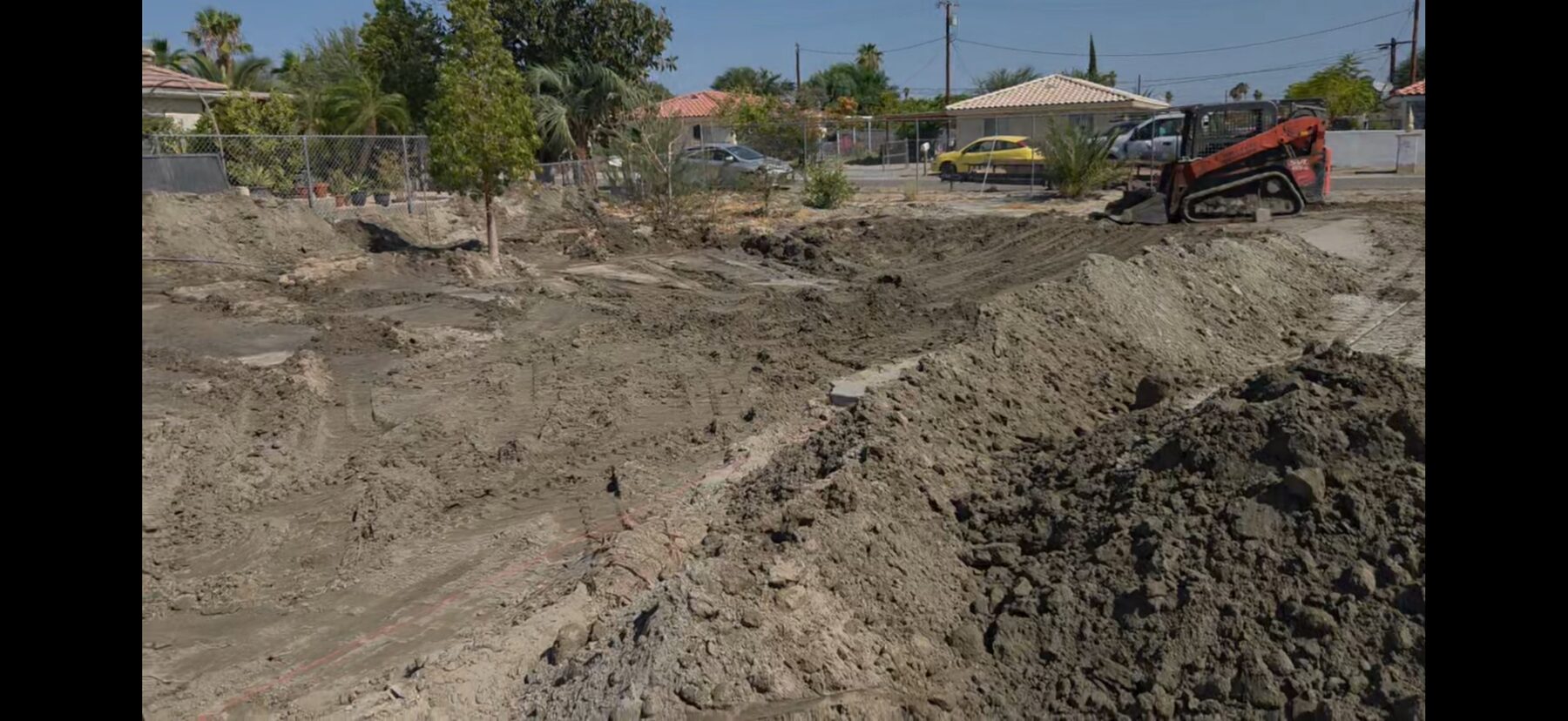 Footing trenches excavated around a home site